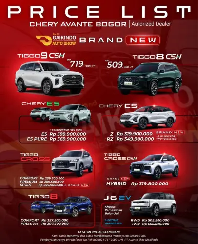 Pricelist Harga Chery sunteragung 2025